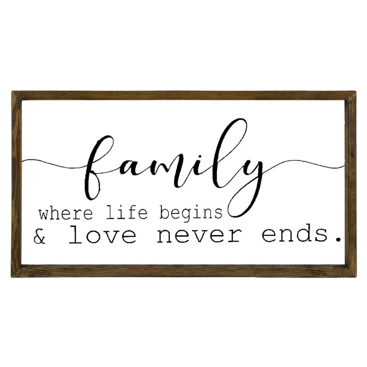 TOILINUX Tableau Family en bois - 50 x25 cm - Blanc et noir