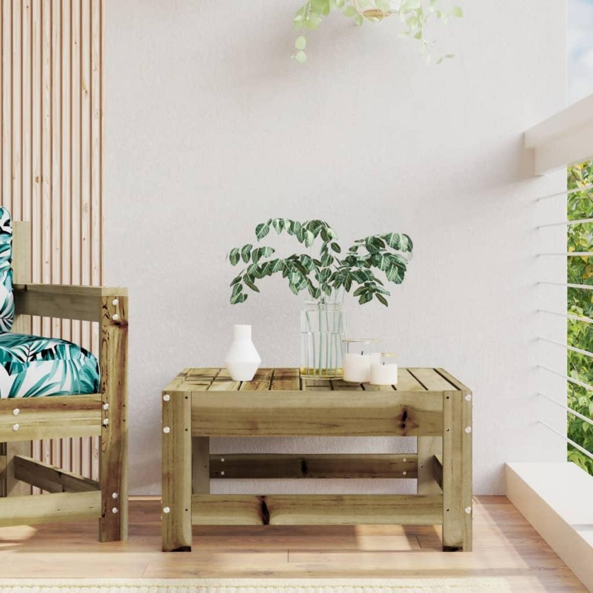 VIDAXL Repose-pied de jardin bois de pin impregne