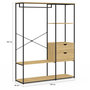 Voir la diapositive 4 : ID MARKET Dressing penderie avec étagères et 2 tiroirs L. 130 cm DETROIT design industriel