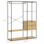 Voir la diapositive 4 : ID MARKET Dressing penderie avec étagères et 2 tiroirs L. 130 cm DETROIT design industriel
