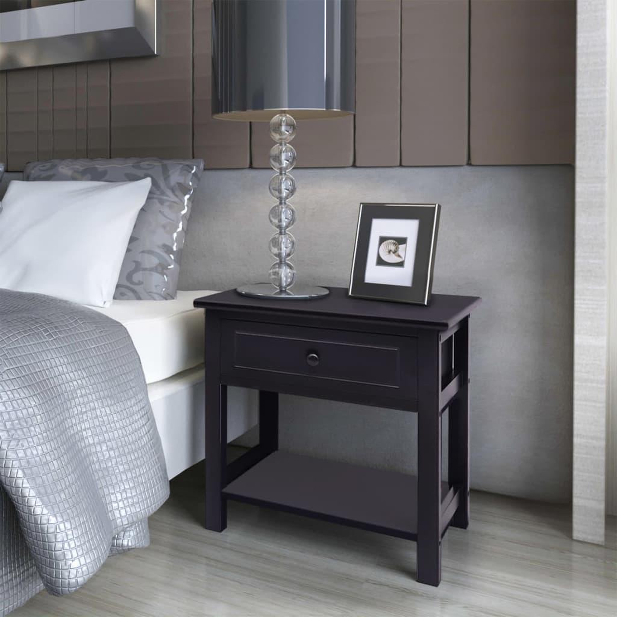 Voir la diapositive 1 : VIDAXL Table de chevet Bois Noir