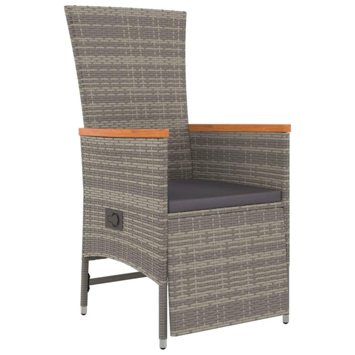 VIDAXL Ensemble a manger de jardin 5 pcs coussins gris resine tressee