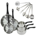 Fackelmann Set 3 poêles 20 24 et 28 cm, 3 casseroles en inox et 6 ustensiles inox Fackelmann Geneva