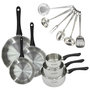 Voir la diapositive 1 : Fackelmann Set 3 poêles 20 24 et 28 cm, 3 casseroles en inox et 6 ustensiles inox Fackelmann Geneva