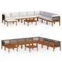 Voir la diapositive 2 : VIDAXL Salon de jardin 9 pcs avec coussins Creme Bois d'acacia solide