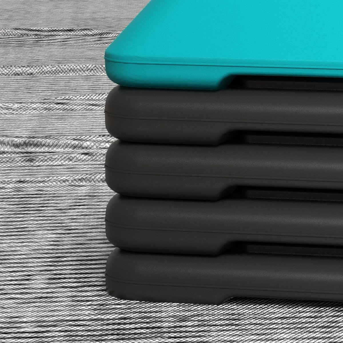 HOMCOM Stepper aerobic fitness réglable 5 niveaux H.10/15/20/25/30 cm max. 150 Kg turquoise noir