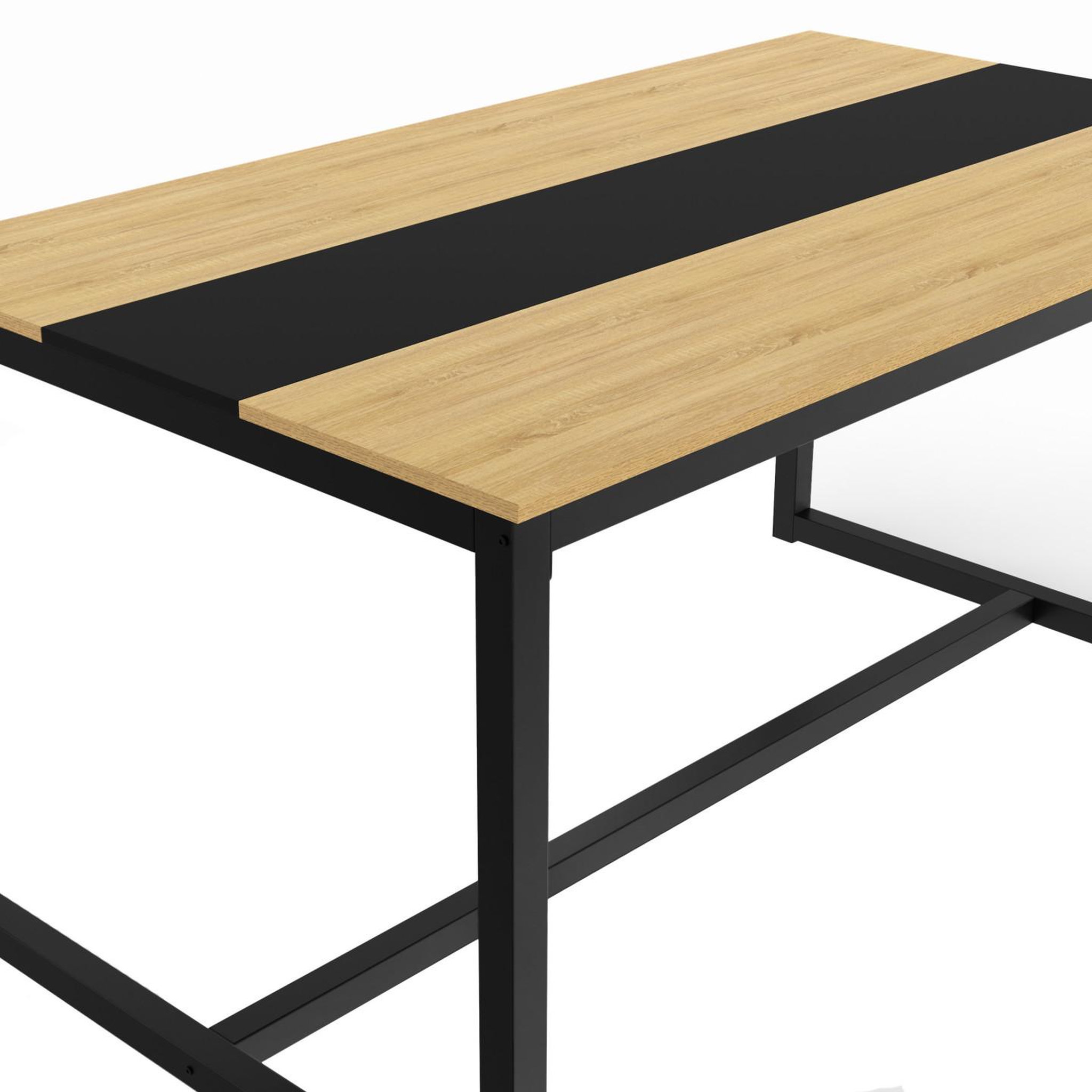 Voir la diapositive 5 : ID MARKET Table à manger rectangle dover 8 personnes bande centrale noire design industriel 150 cm