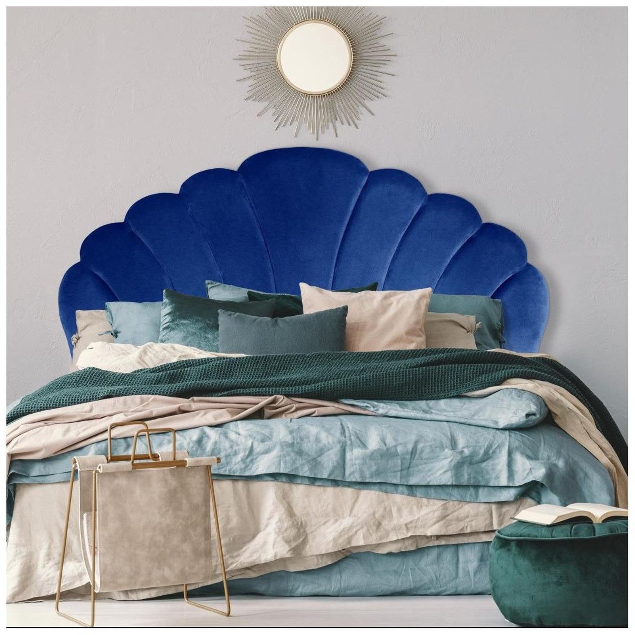 Voir la diapositive 4 : Paris Prix Tête de lit en velours  shelly  180cm bleu