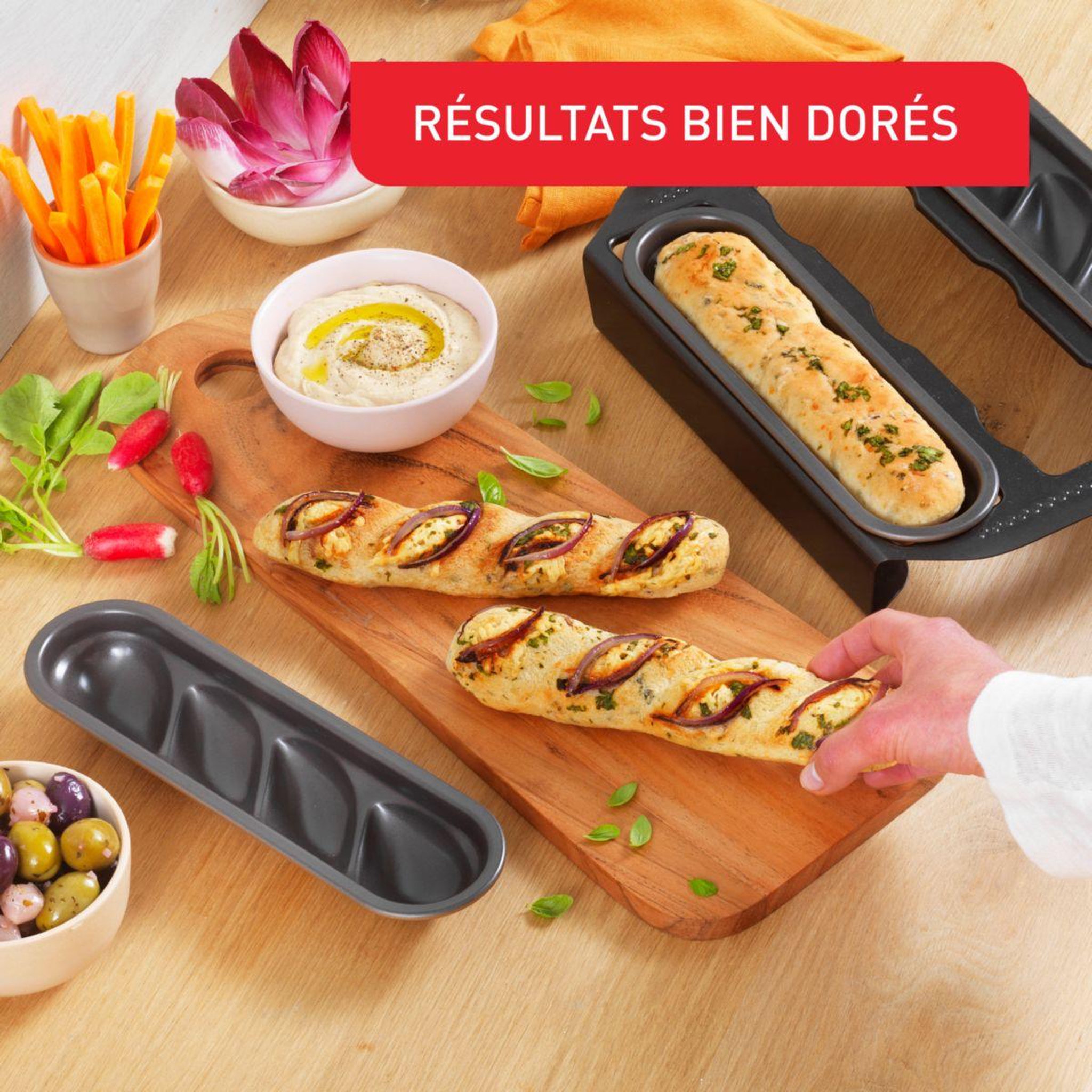 Voir la diapositive 5 : TEFAL Moule à pain creabake 3 moules à petit pain