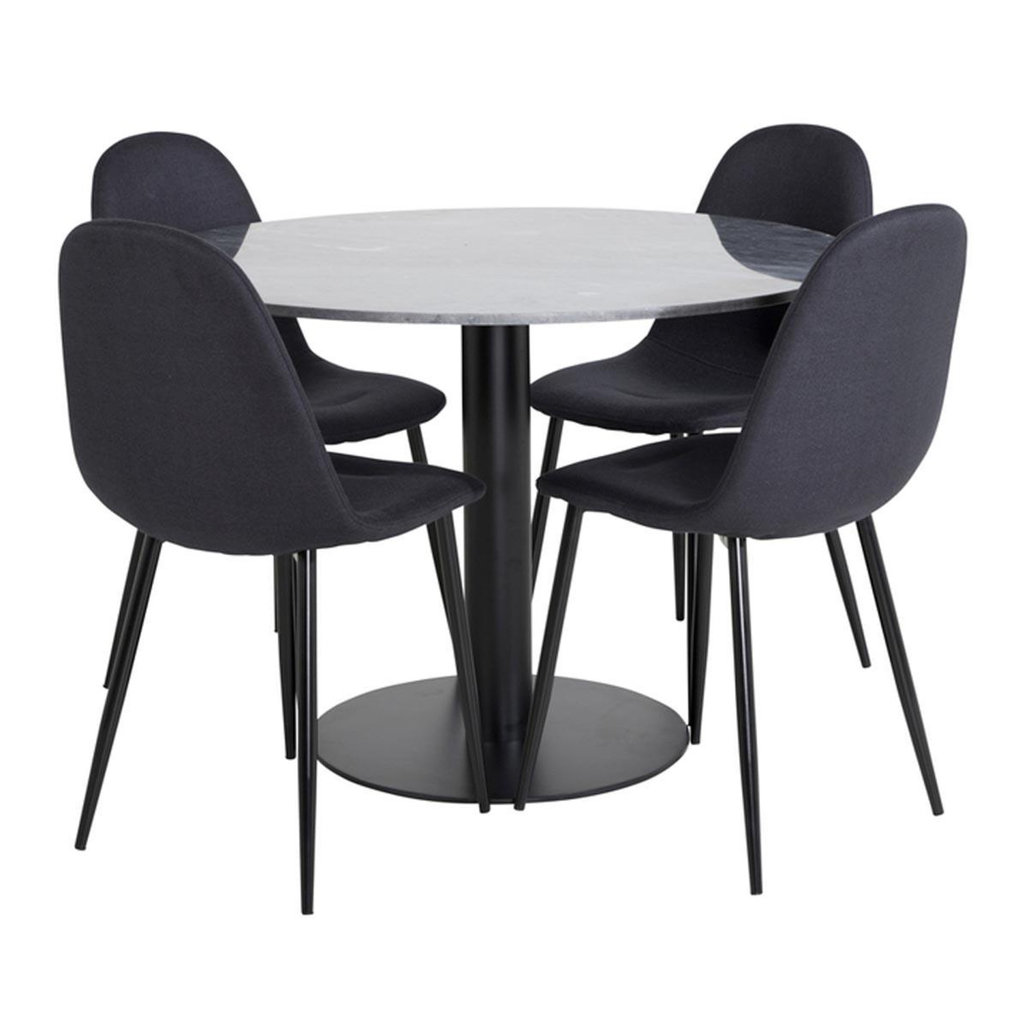 Paris Prix Ensemble table à manger & 4 chaises  estelle i & polar  106cm gris foncé & noir
