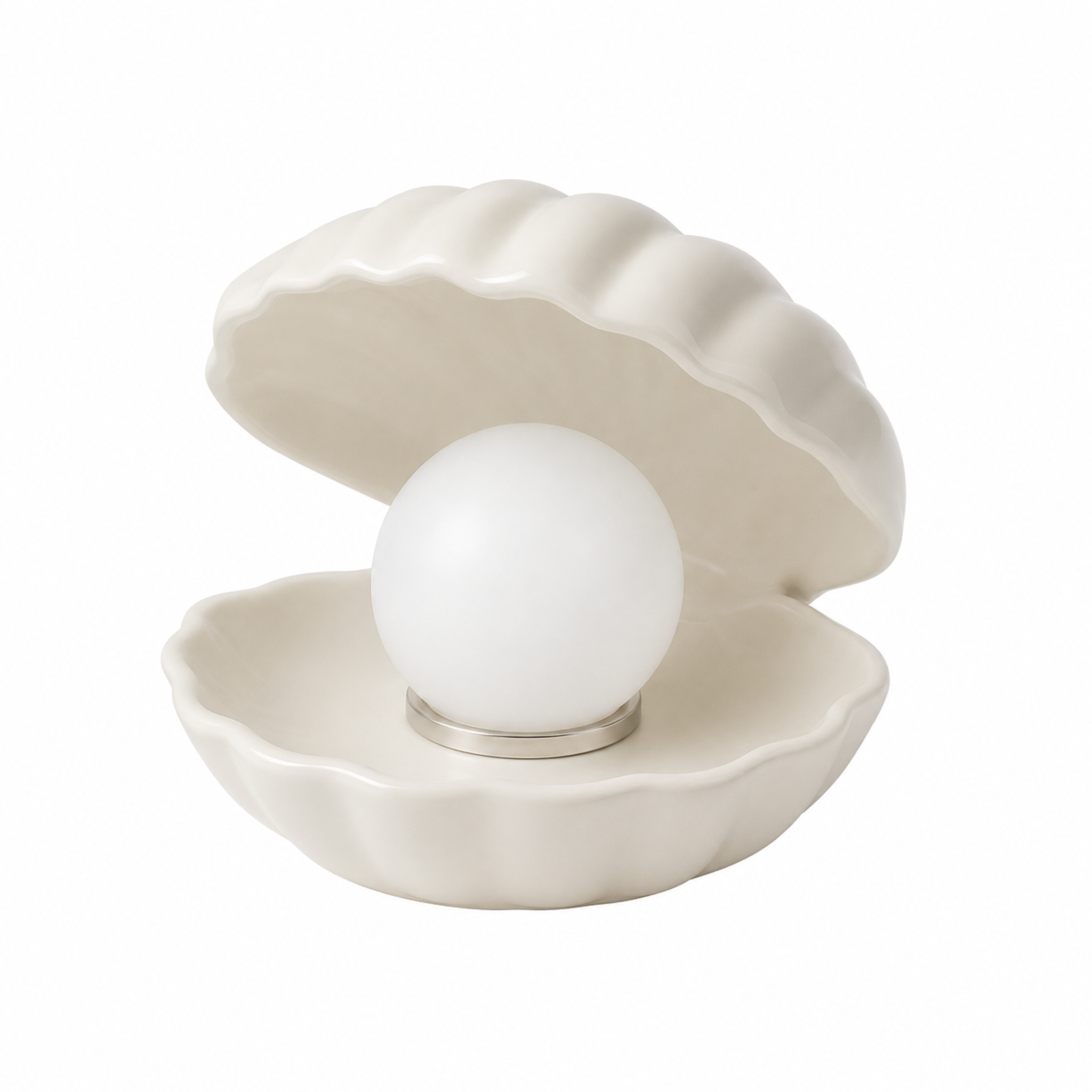 Voir la diapositive 6 : MAISON PAVANE Lampe à poser en céramique blanche-Shell
