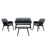 CONCEPT USINE Salon de jardin 4 places gris anthracite avec table basse IZMIR