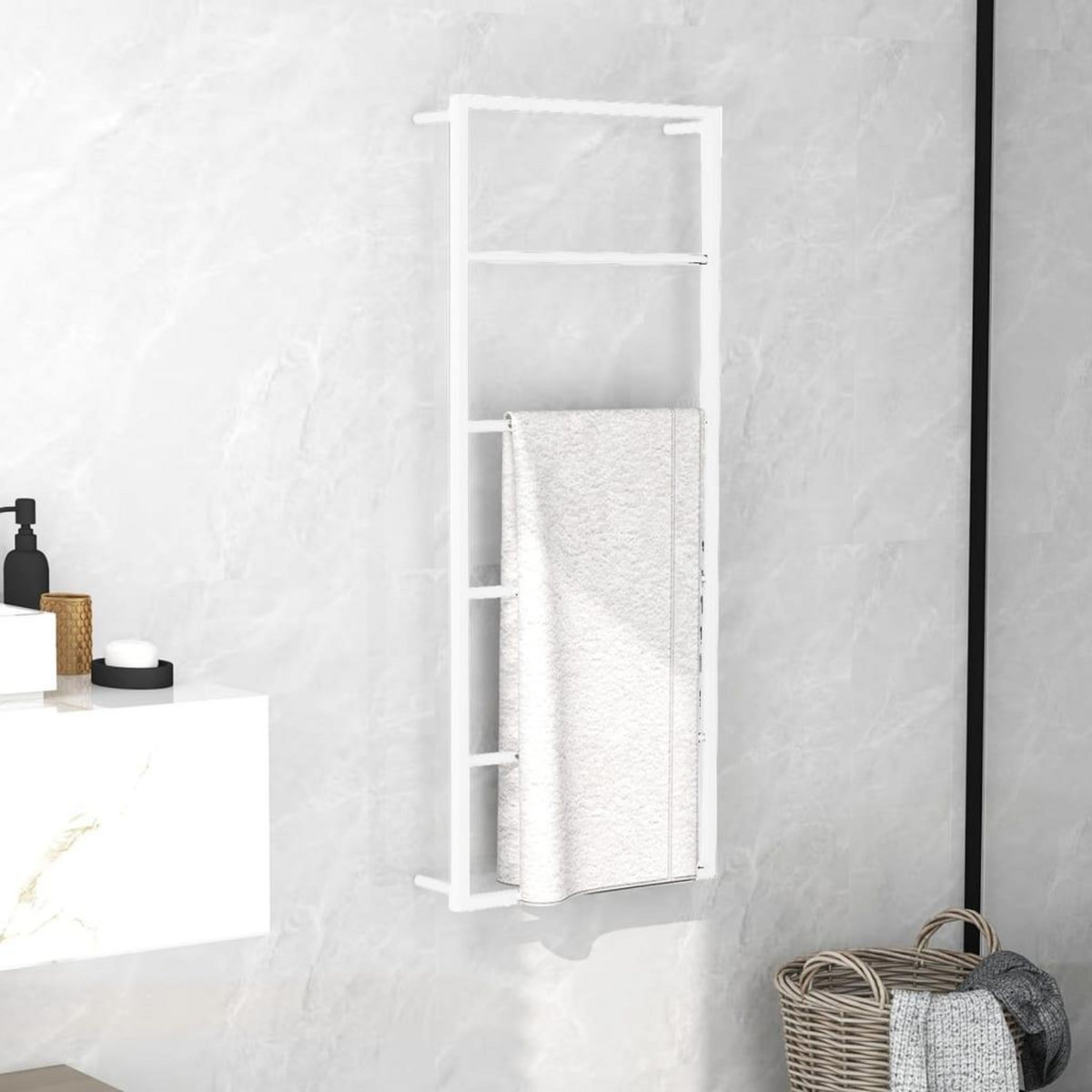 VIDAXL Porte-serviette Blanc 45x10x115 cm Acier