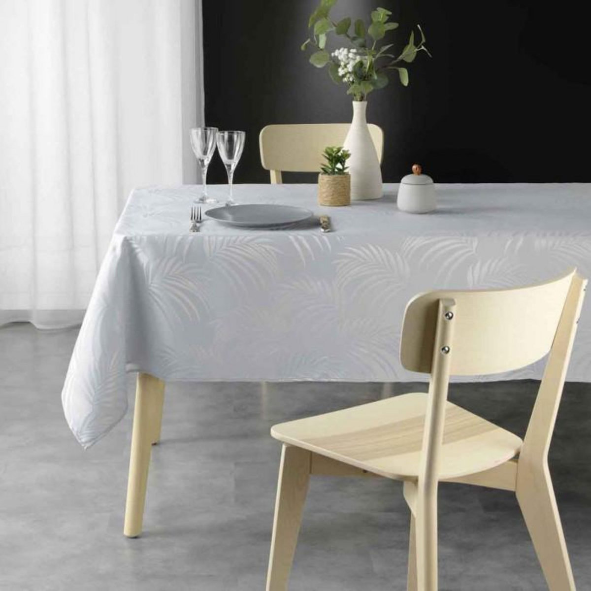 Paris Prix Nappe Jacquard  Plumette  140x240cm Gris