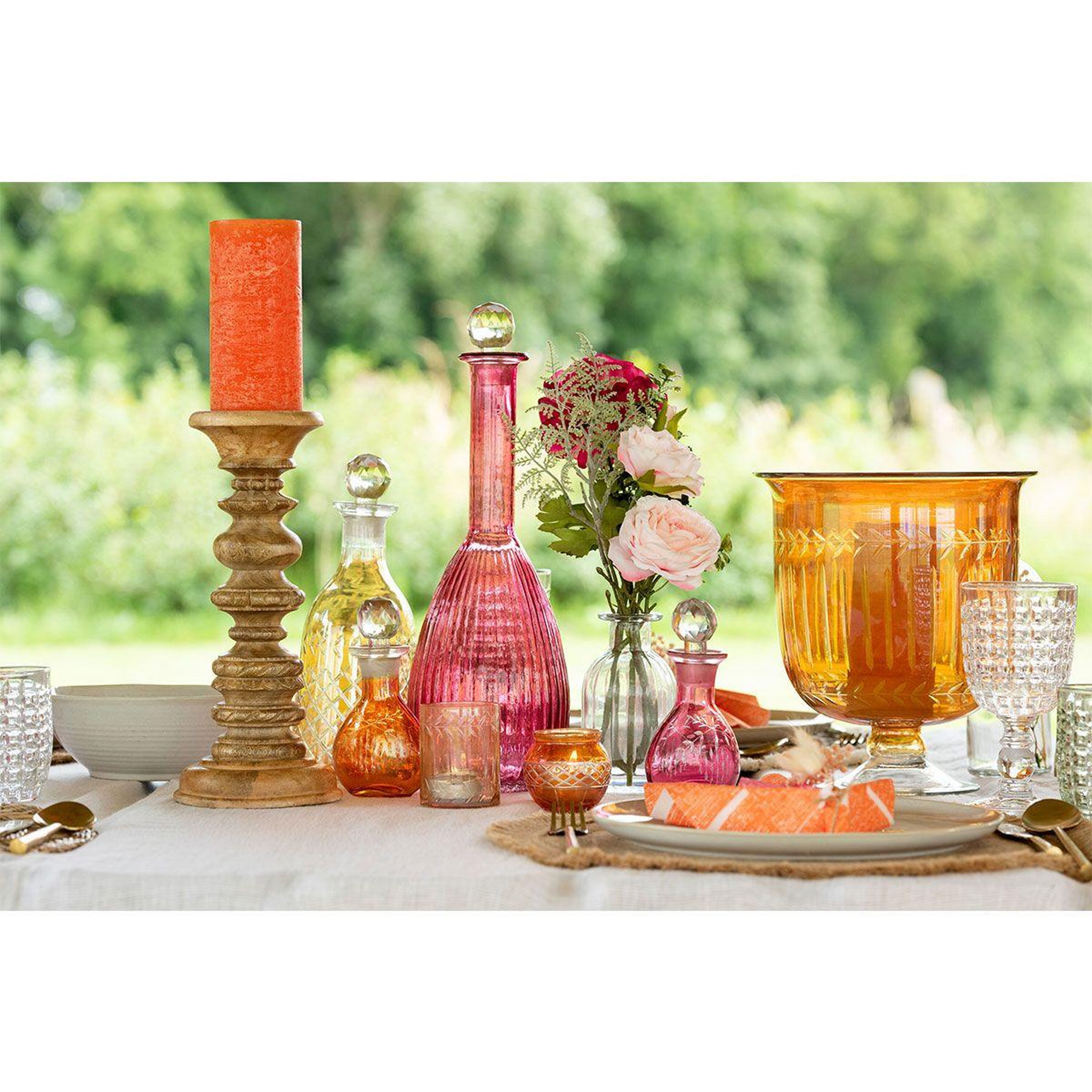 Voir la diapositive 4 : J-LINE Carafe en verre lignes  anastasia  39cm rouge