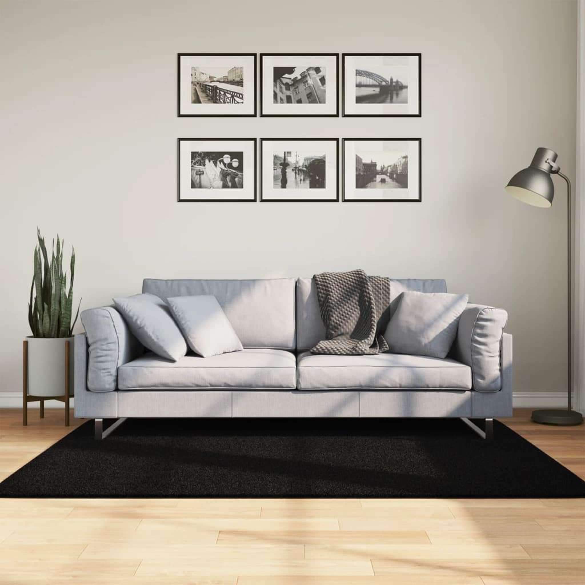 VIDAXL Tapis HUARTE a poils courts doux et lavable noir 120x170 cm