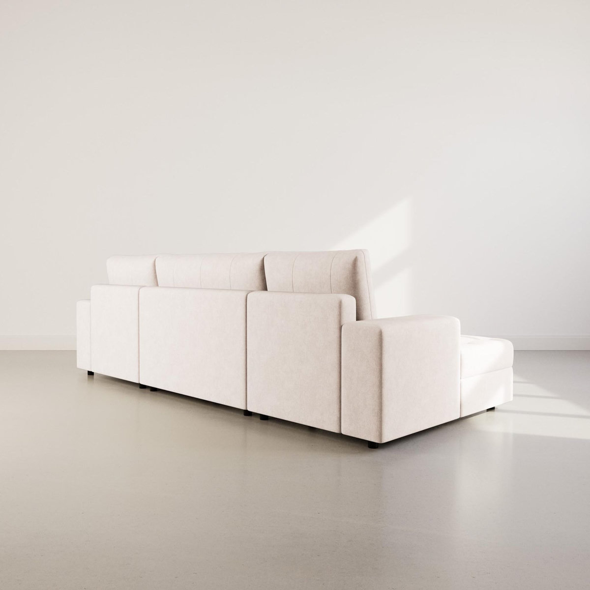 BEST MOBILIER Bastian - canapé panoramique en u 7 places convertible avec coffre en velours texturé