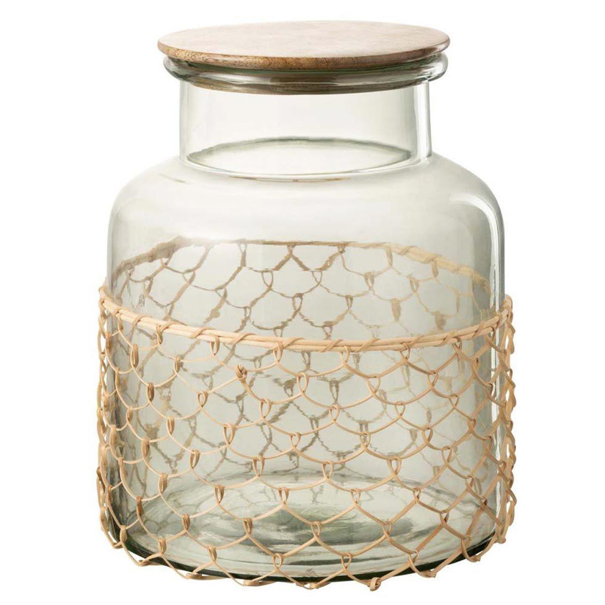 J-LINE Bocal de conservation  tricot  28cm transparent & naturel