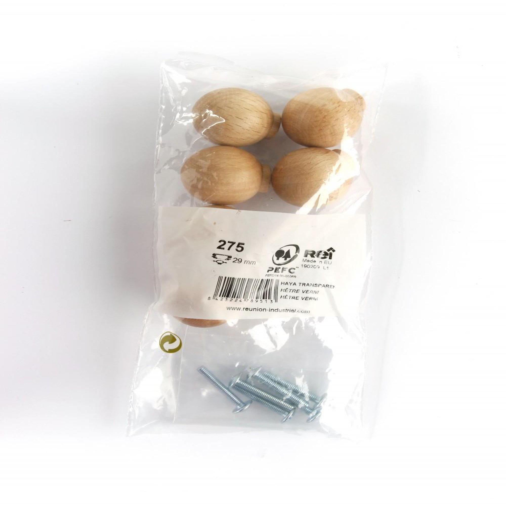CENTRALE BRICO Lot de 6 boutons de meuble Boule hêtre bois H.32 x l.29 x P.29 mm