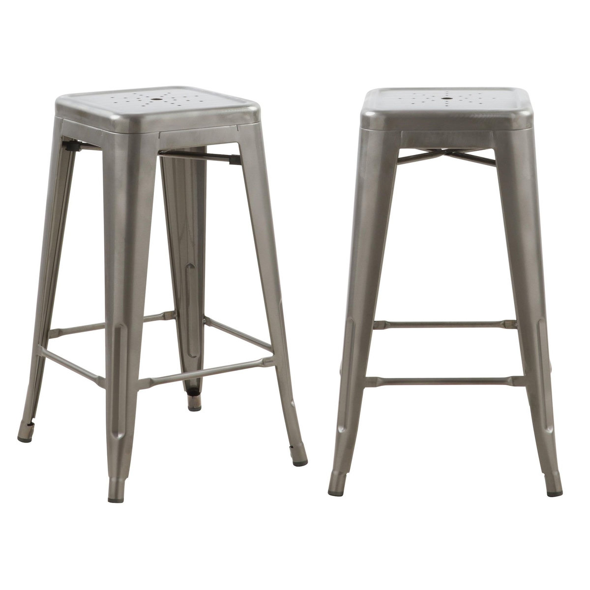 Rendez vous déco Lot de 2 tabourets pour îlot central 66 cm en métal chrome brillant-Indus