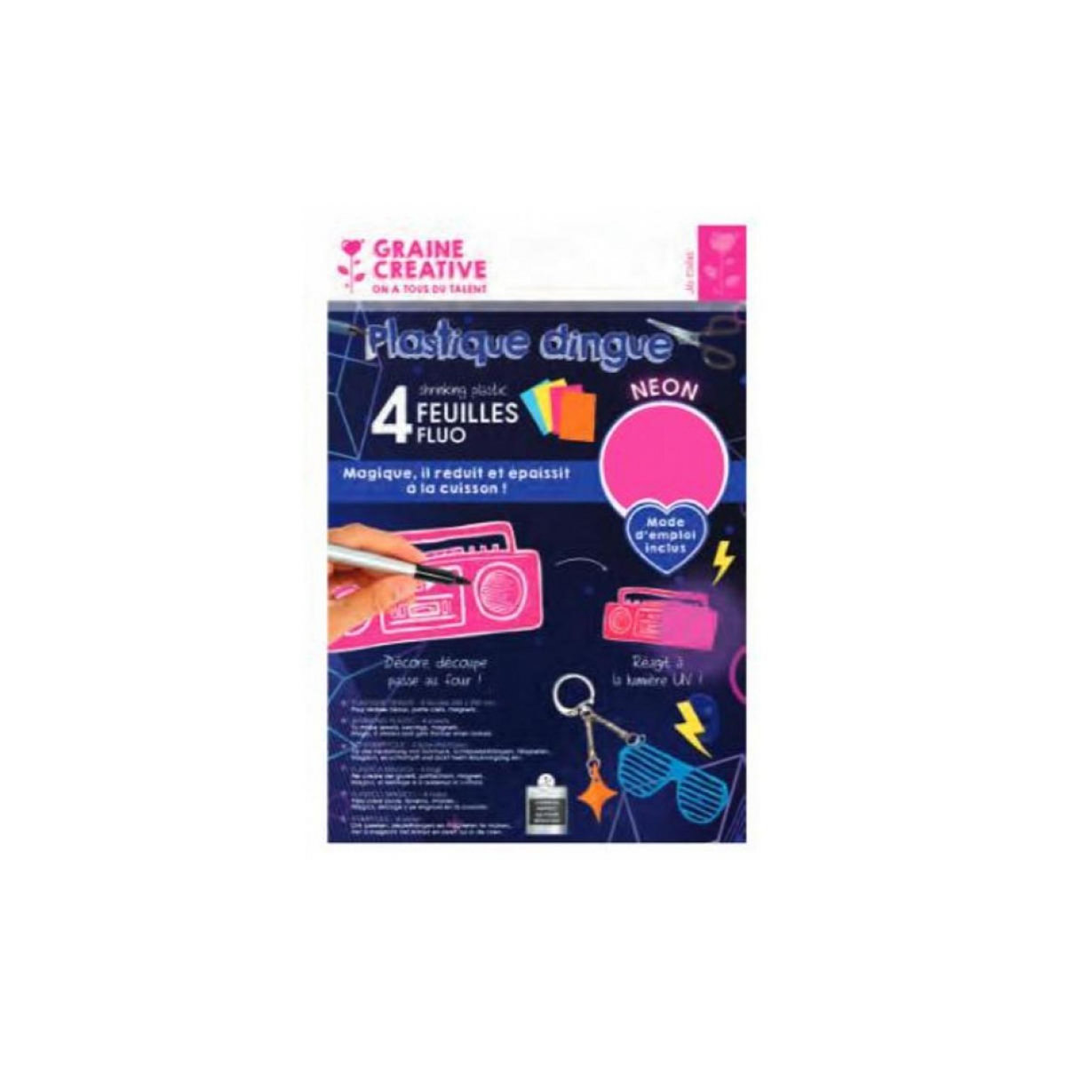 Graine créative Sachet 4 feuilles Plastique Dingue Fluo