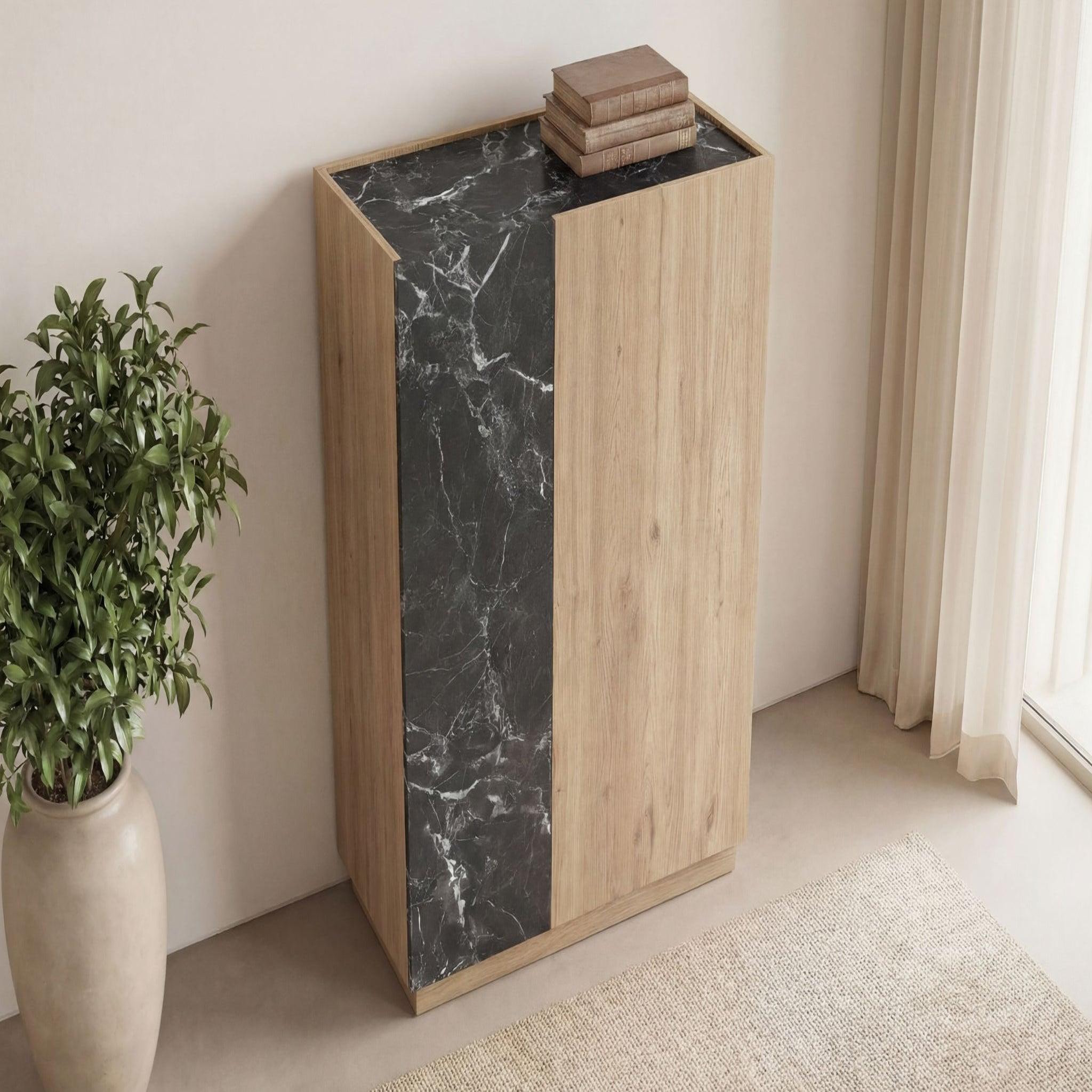 Voir la diapositive 5 : CASANOVA PARIS Auren - commode 2 portes 90cm en mélamine - chêne clair