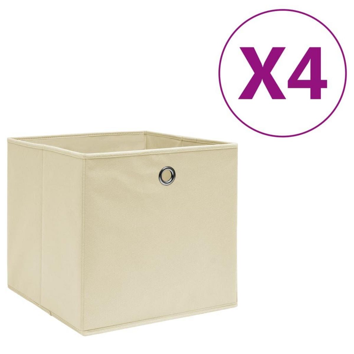 VIDAXL Boîtes de rangement 4 pcs Tissu intisse 28x28x28 cm Creme