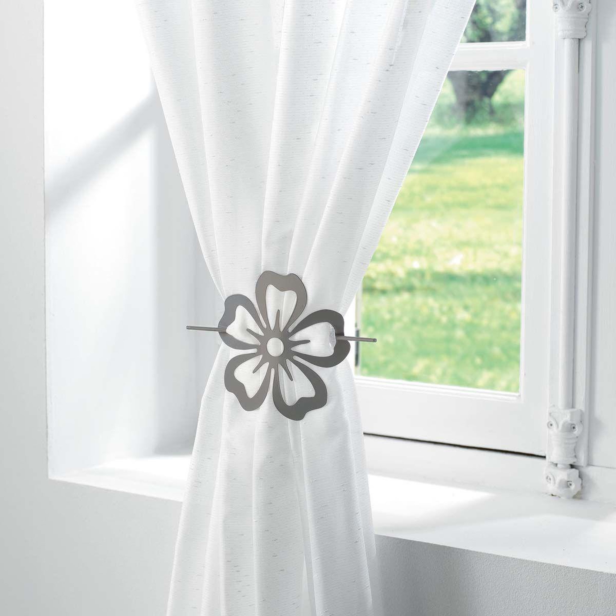 Voir la diapositive 2 : Douceur d'Intérieur Embrasse de rideau broche  pétaly  15cm gris
