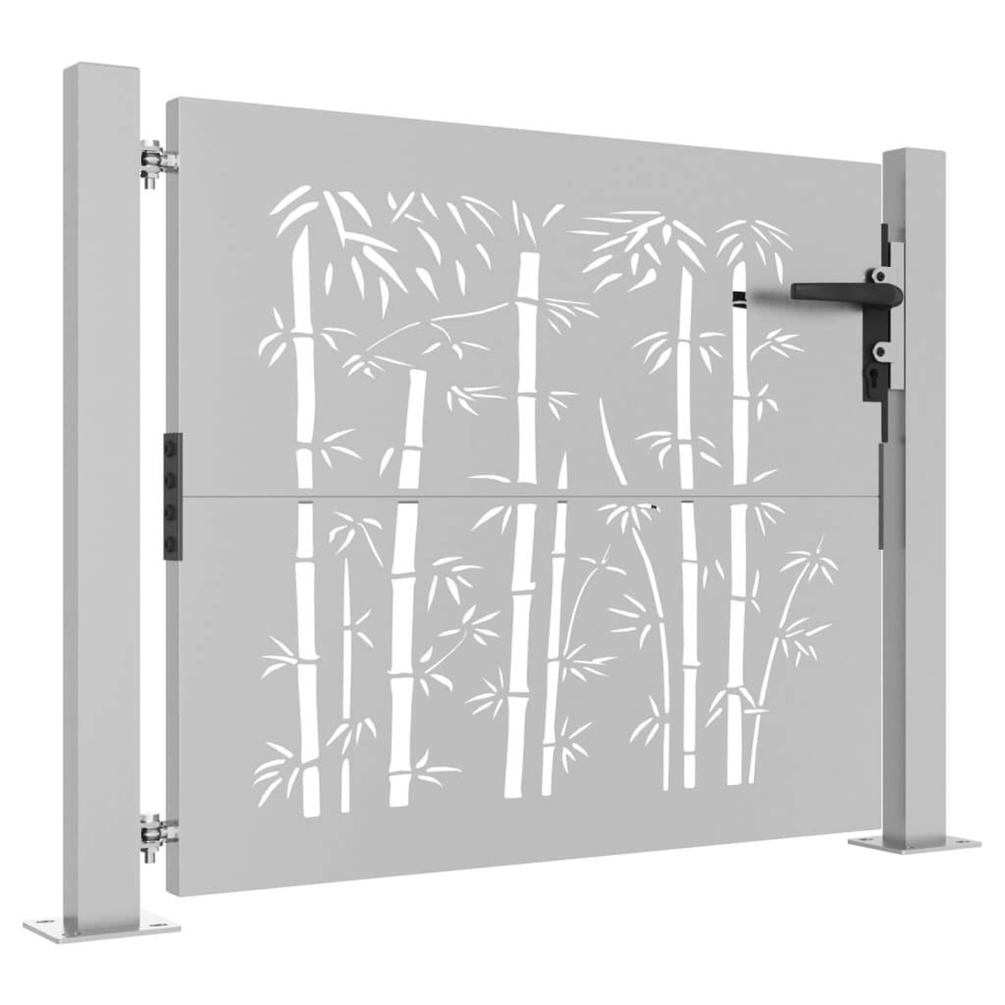 Voir la diapositive 3 : VIDAXL Portail de jardin 105x80 cm acier corten design de bambou
