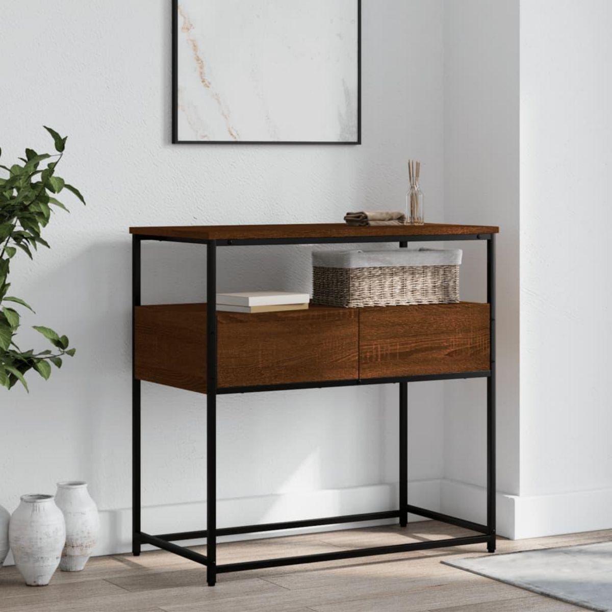 VIDAXL Table console chene marron 75x40x75 cm bois d'ingenierie