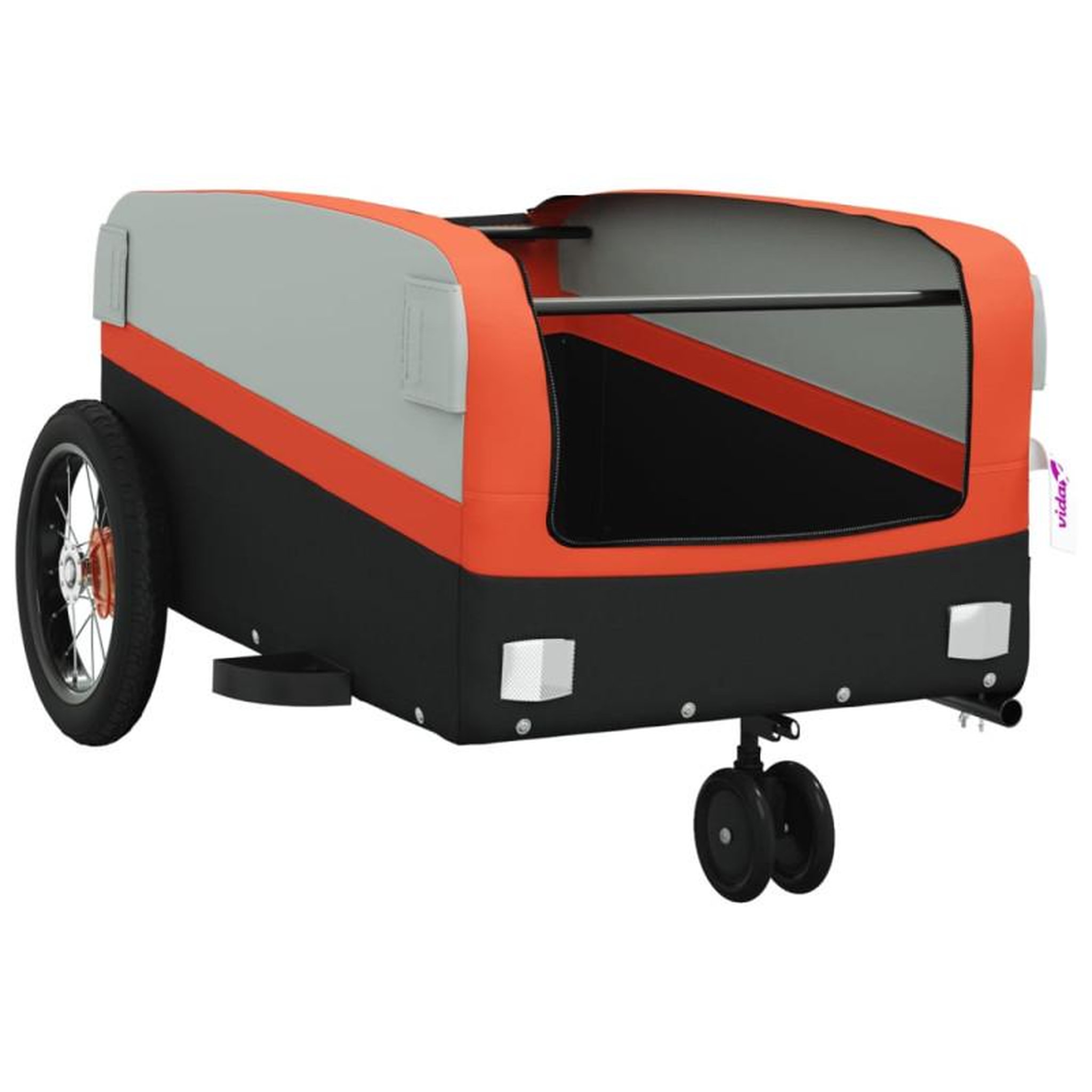 Voir la diapositive 5 : VIDAXL Remorque de vélo noir et orange 30 kg fer