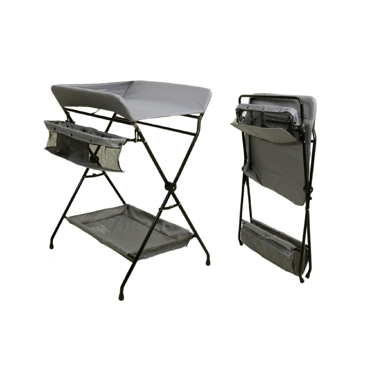 WEBABY Table à langer pliante en acier Noir et Gris