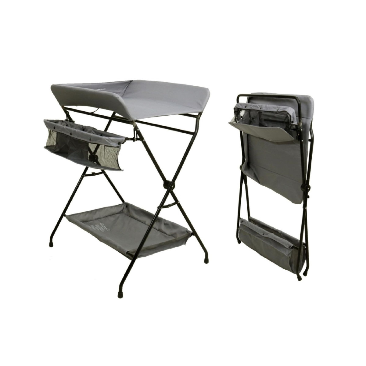 WEBABY Table à langer pliante en acier Noir et Gris