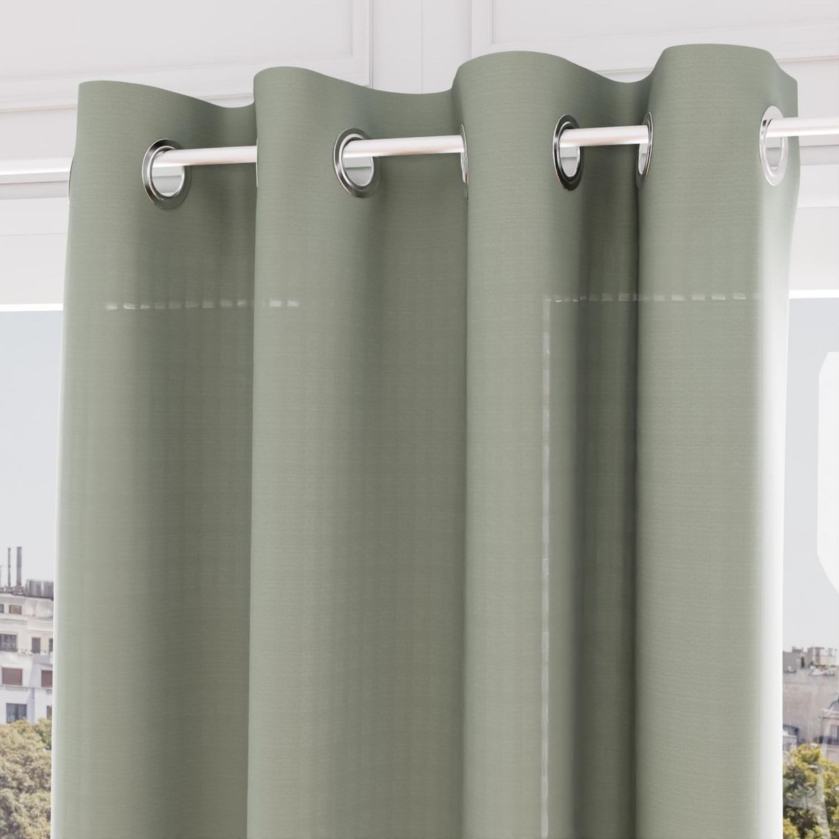 SOLEIL D'OCRE Voile oeillets jacquard 135X250 cm VELVET, par Soleil d'ocre