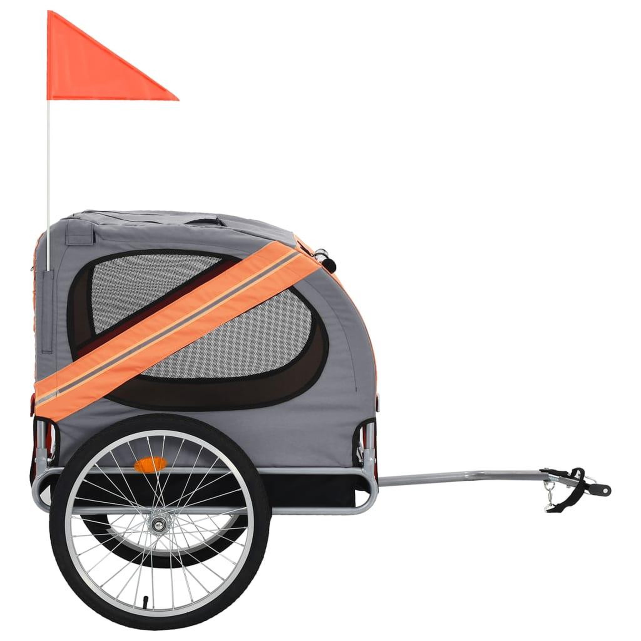 Voir la diapositive 2 : VIDAXL Remorque de velo pour animaux de compagnie orange et gris