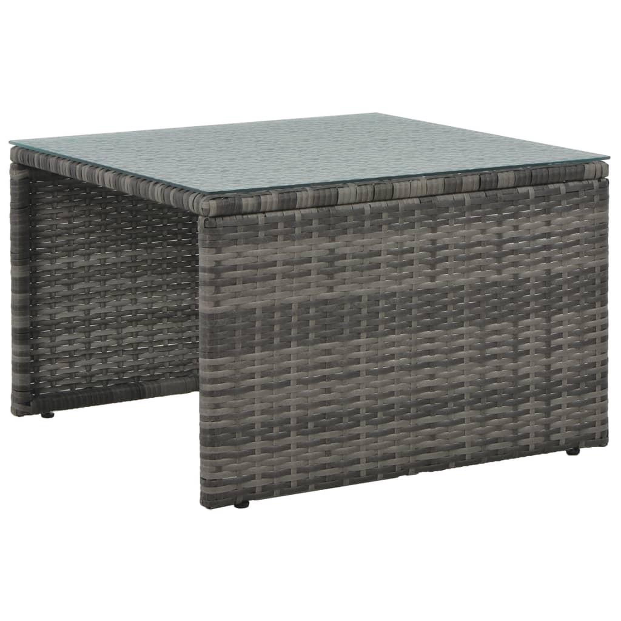 Voir la diapositive 4 : VIDAXL Salon de jardin 3 pcs avec coussins resine tressee gris