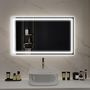 Voir la diapositive 2 : HOMCOM Miroir LED mural de salle de bain - 100L x 60H cm - luminosité réglable 3 couleurs - interrupteur tactile - système antibué