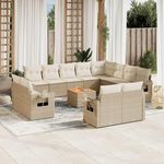 VIDAXL Salon de jardin avec coussins 13 pcs beige resine tressee