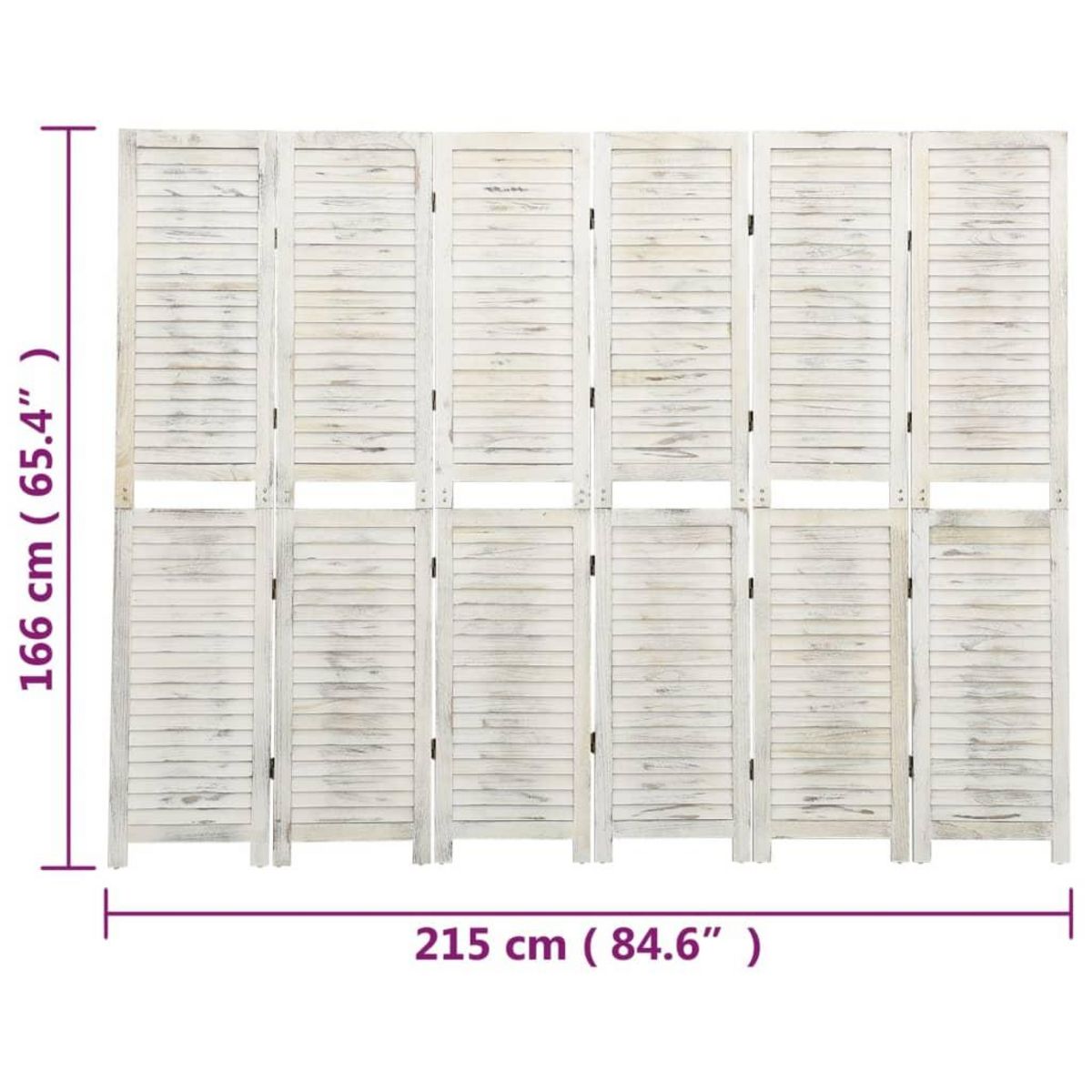 VIDAXL Cloison de separation 6 panneaux Blanc antique 215x166 cm Bois