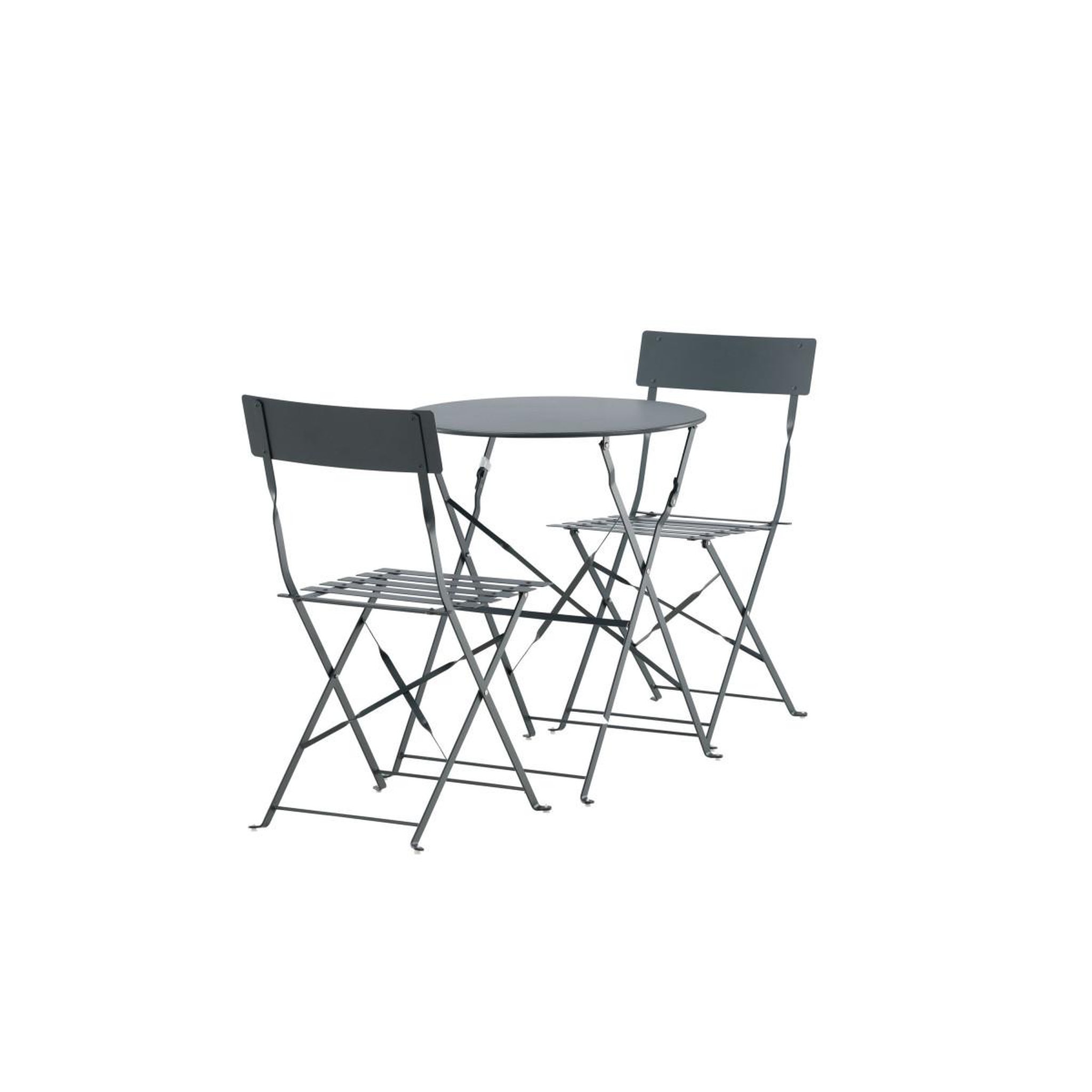 Voir la diapositive 2 : Paris Prix Ensemble table de jardin & 2 chaises  marseille  71cm gris foncé
