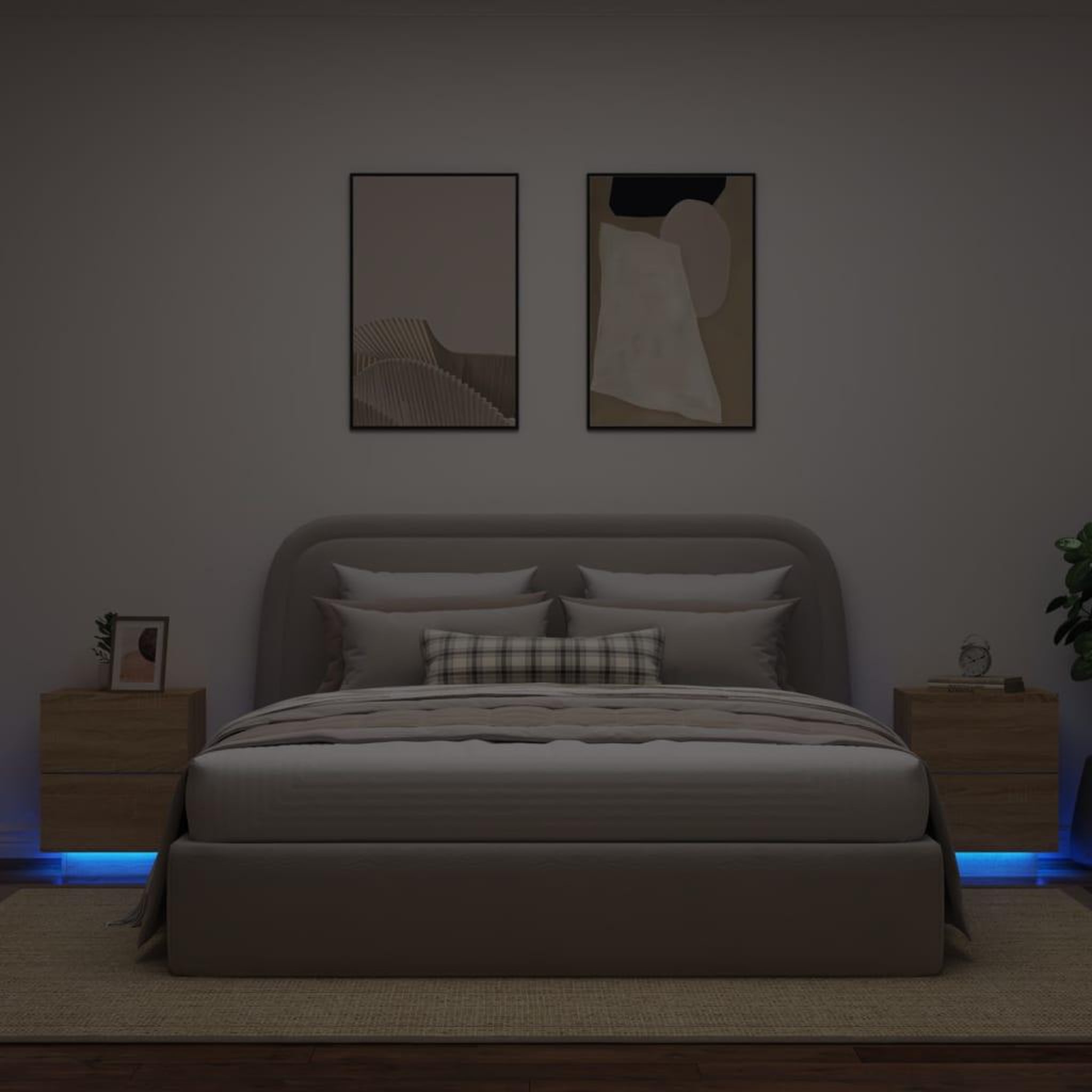 VIDAXL Armoires de chevet et lumieres LED 2 pcs chene sonoma