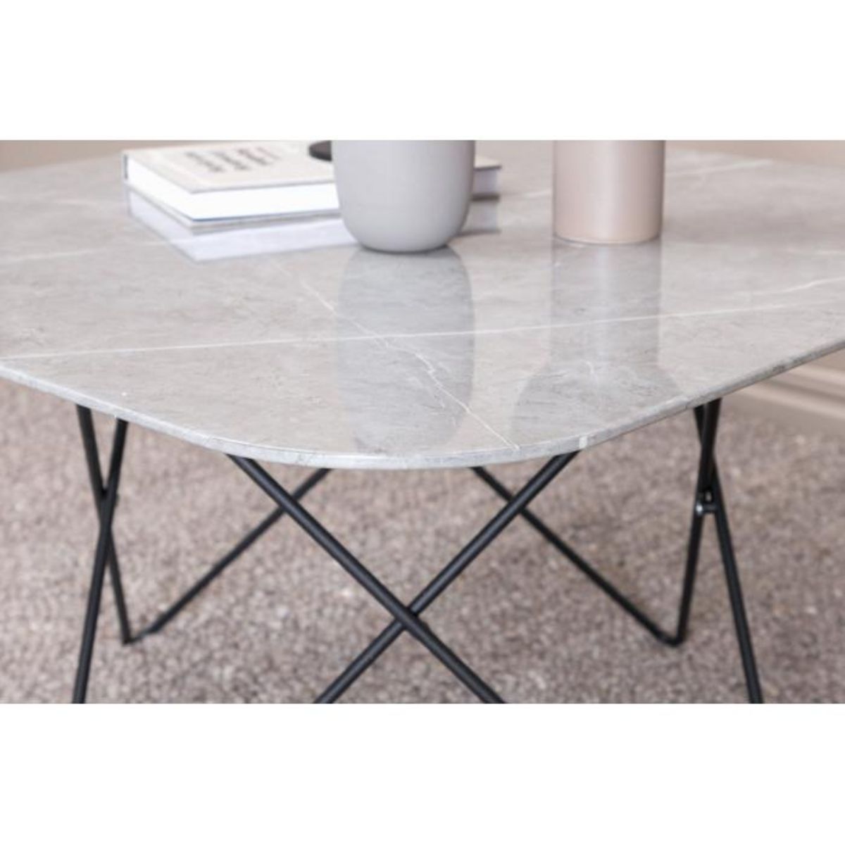 Paris Prix Table Basse en Verre Marbré  Tristar  80cm Gris