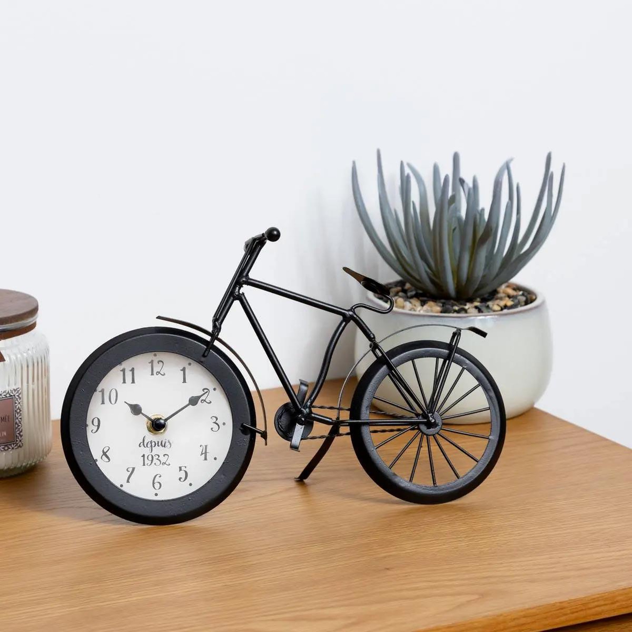 Voir la diapositive 3 : ATMOSPHERA Pendule à poser  vélo  28cm noir