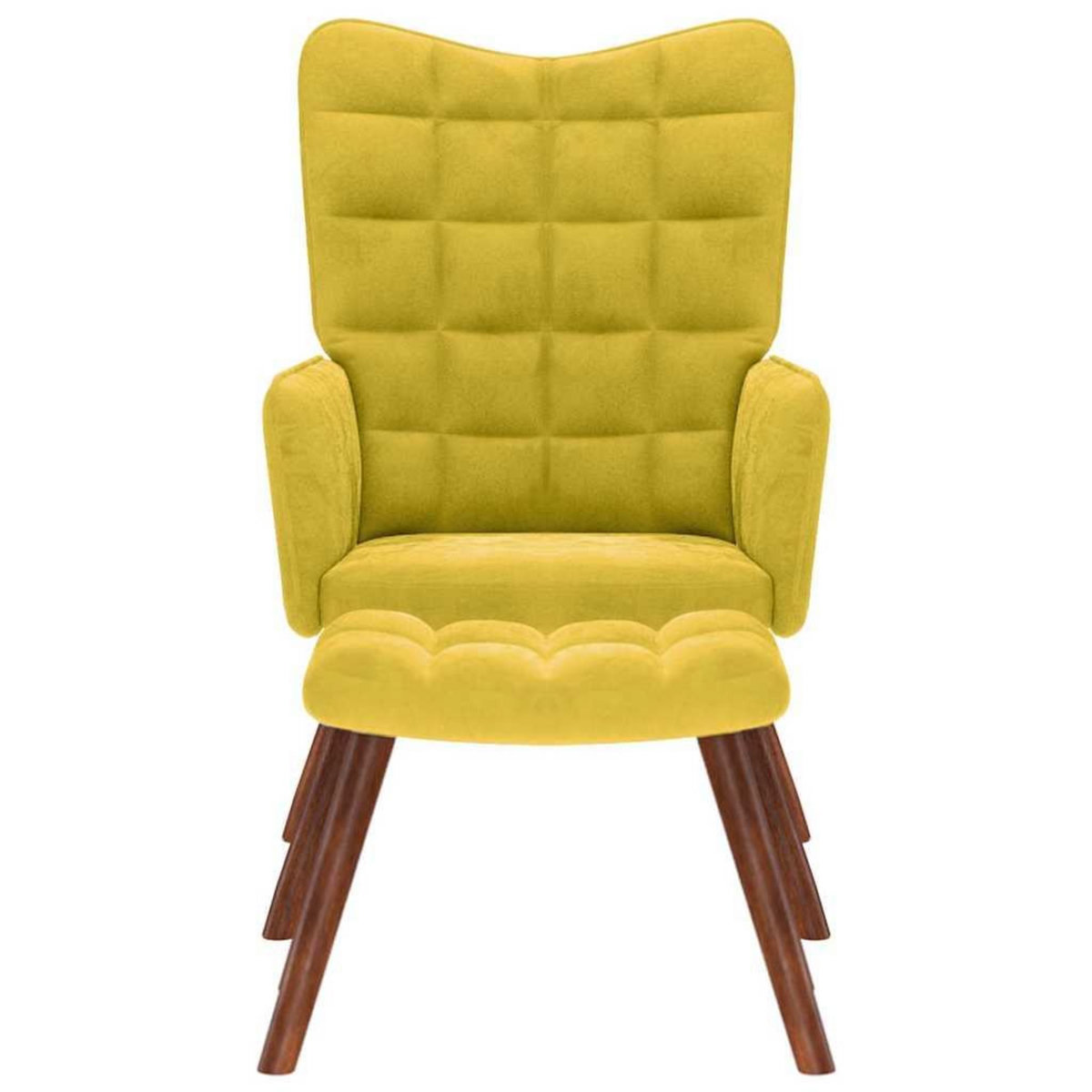 VIDAXL Chaise de relaxation avec tabouret jaune velours