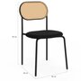 Voir la diapositive 6 : ID MARKET Lot de 4 chaises vintage CLOTILDE en métal noir et dossier cannage pour salle à manger
