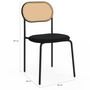 Voir la diapositive 6 : ID MARKET Lot de 4 chaises vintage CLOTILDE en métal noir et dossier cannage pour salle à manger