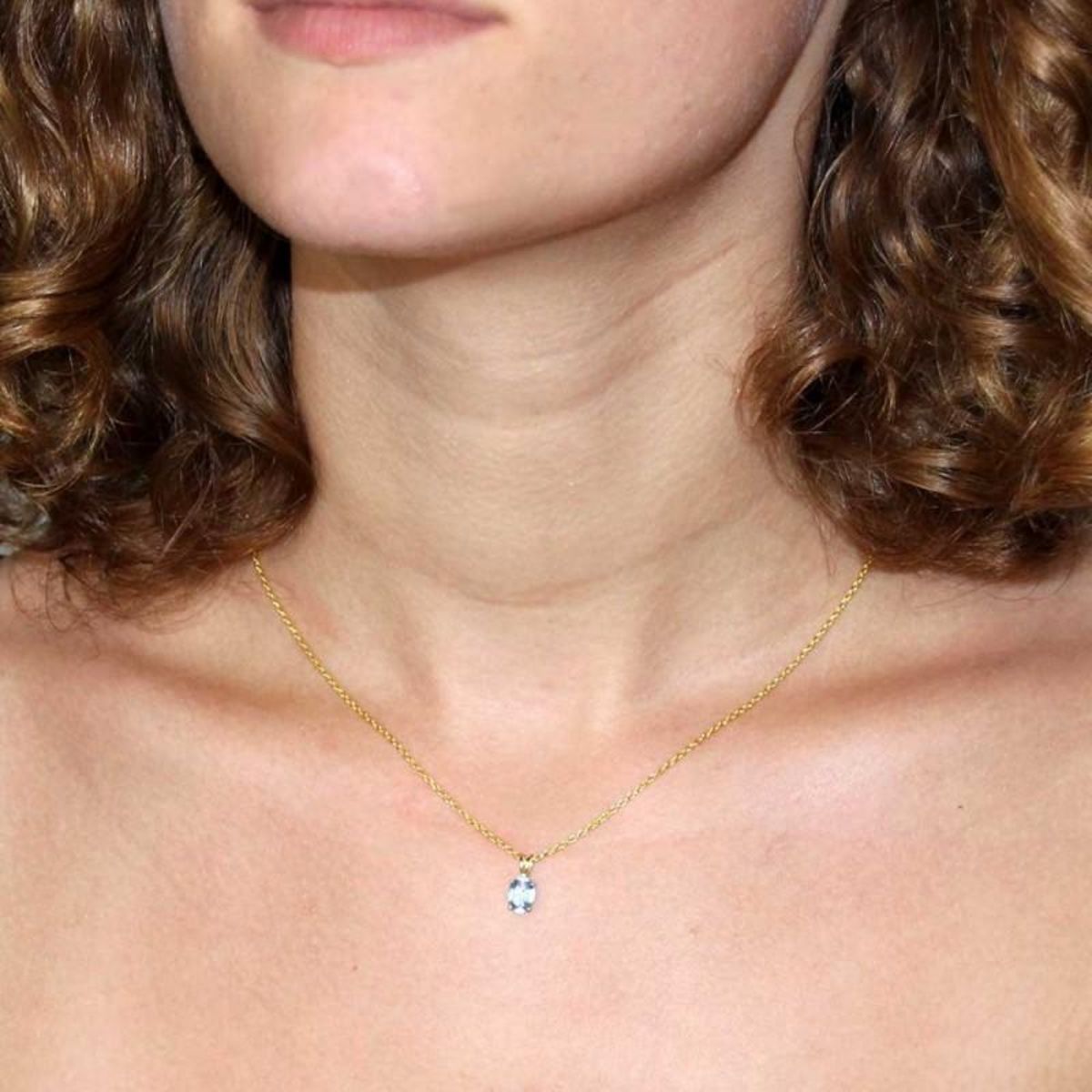 L'ATELIER D'AZUR Collier - Pendentif Or Jaune Topaze Bleue Ovale - Femme