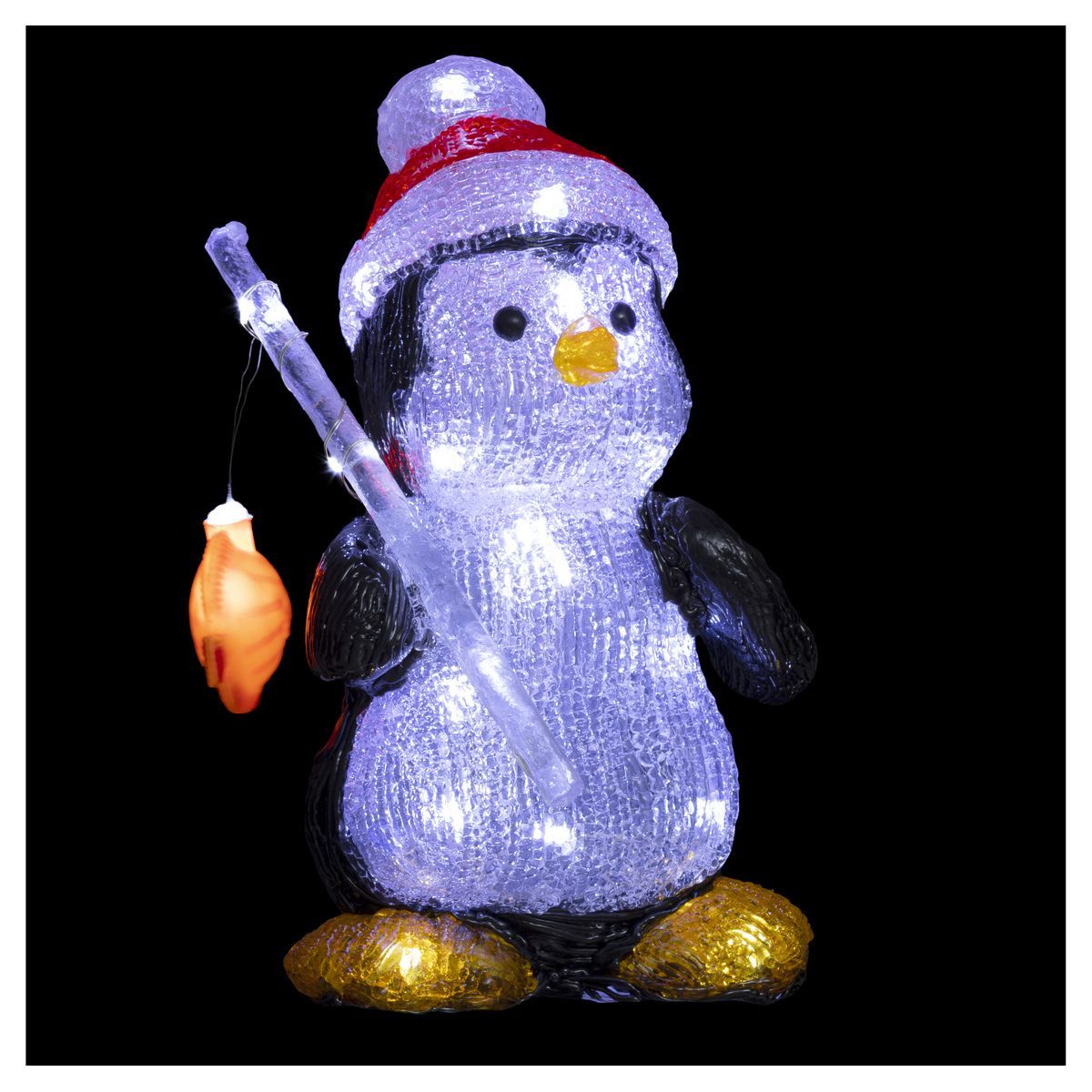 ACTUEL Figurine lumineuse 30 LED pingouin 25 cm blanc froid