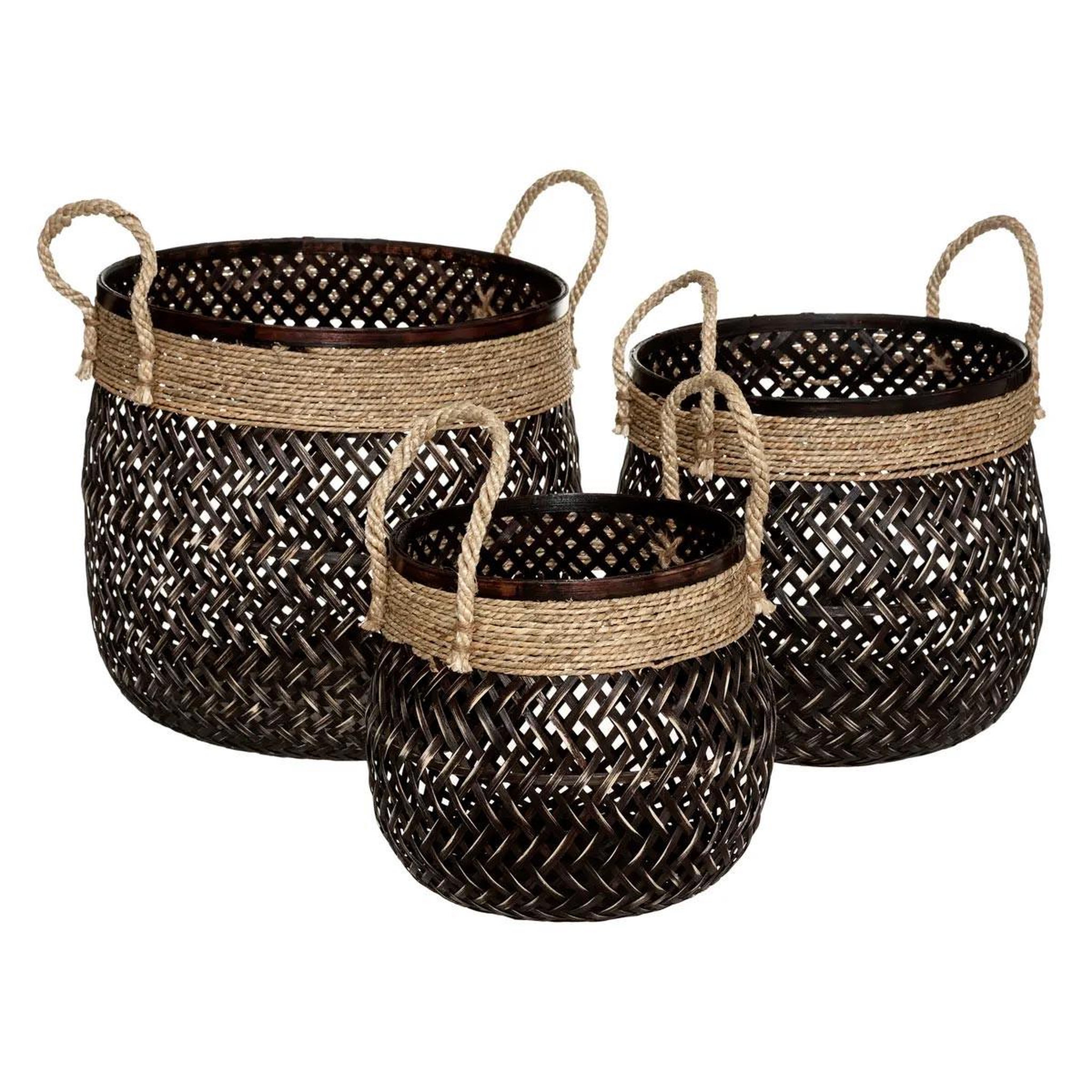 ATMOSPHERA Lot de 3 paniers de rangement  corde  37cm marron