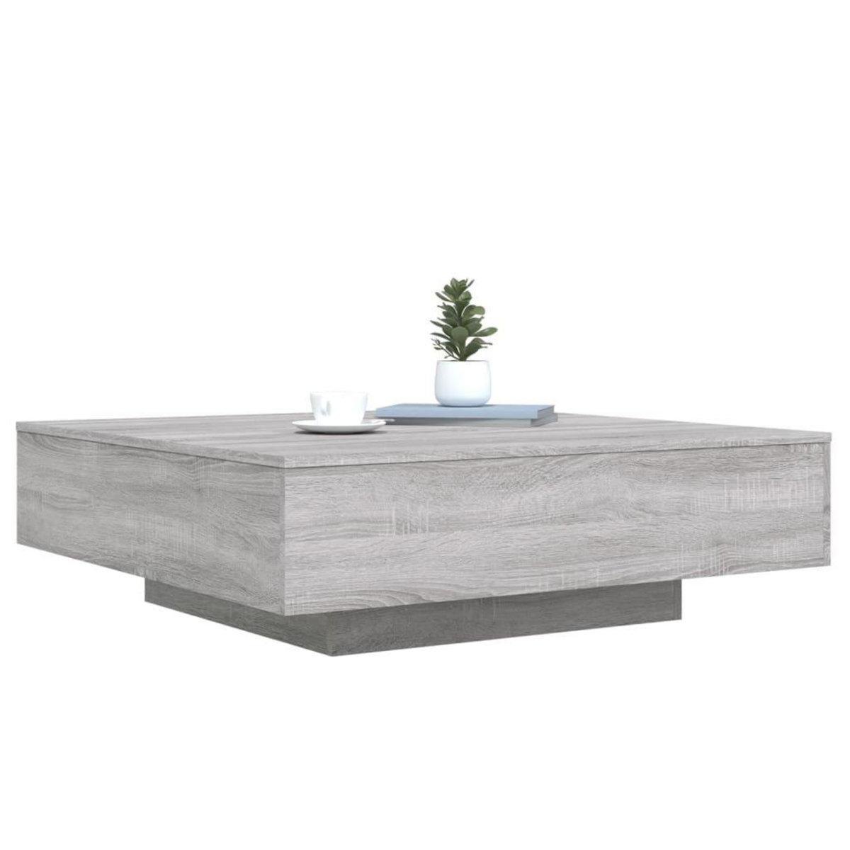 VIDAXL Table basse avec lumieres LED sonoma gris 100x100x31 cm